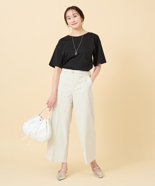 UNTITLED(アンタイトル)の「◆【接触冷感/抗菌防臭/洗える】アイスクリアコットン 5分袖Tシャツ(Tシャツ/カットソー・レディース・オフホワイト/チャコールグレー/ブラック・00/02/04/44/48/50)」の5枚目の写真