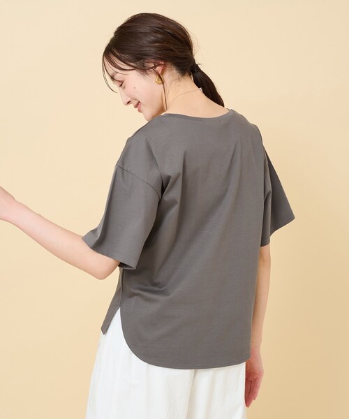 UNTITLED(アンタイトル)の「◆【接触冷感/抗菌防臭/洗える】アイスクリアコットン 5分袖Tシャツ(Tシャツ/カットソー・レディース・オフホワイト/チャコールグレー/ブラック・00/02/04/44/48/50)」の8枚目の写真