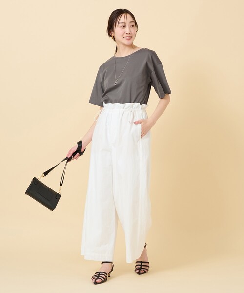 UNTITLED(アンタイトル)の「◆【接触冷感/抗菌防臭/洗える】アイスクリアコットン 5分袖Tシャツ(Tシャツ/カットソー・レディース・オフホワイト/チャコールグレー/ブラック・00/02/04/44/48/50)」の9枚目の写真