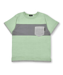 【お揃い】ギンガムチェックポケット配色天竺Tシャツ(90~150cm)