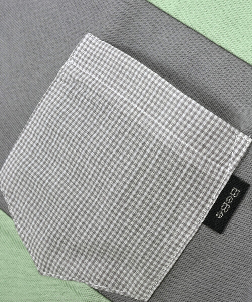 BeBe（ベベ）の「【お揃い】ギンガムチェックポケット配色天竺Tシャツ(90~150cm)（Tシャツ/カットソー・キッズ・グリーン/ネイビー・130cm/120cm/110cm/140cm/100cm/150cm/90cm）」の8枚目の写真