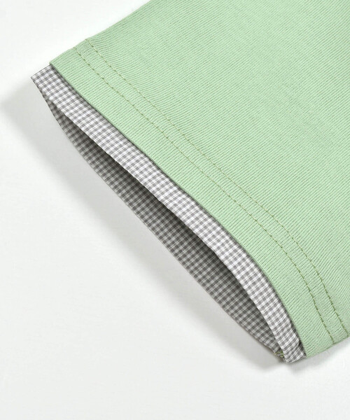 BeBe（ベベ）の「【お揃い】ギンガムチェックポケット配色天竺Tシャツ(90~150cm)（Tシャツ/カットソー・キッズ・グリーン/ネイビー・130cm/120cm/110cm/140cm/100cm/150cm/90cm）」の7枚目の写真