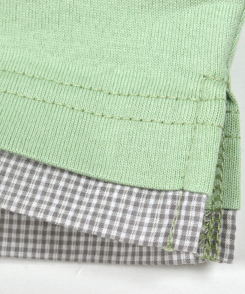 BeBe（ベベ）の「【お揃い】ギンガムチェックポケット配色天竺Tシャツ(90~150cm)（Tシャツ/カットソー・キッズ・グリーン/ネイビー・130cm/120cm/110cm/140cm/100cm/150cm/90cm）」の6枚目の写真