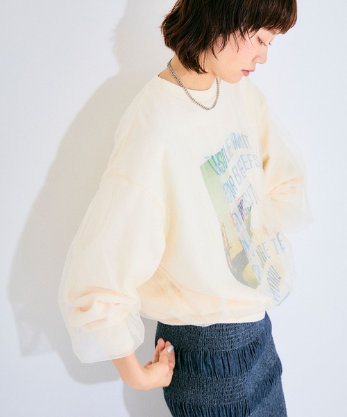 ELLEgirl（エルガール）の「チュールレイヤードスウェットプルオーバー【ELLEgirl/エル ガール】（スウェット・レディース・アイボリー/ライトグレー・FREE）」の9枚目の写真