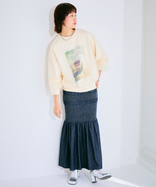 ELLEgirl（エルガール）の「チュールレイヤードスウェットプルオーバー【ELLEgirl/エル ガール】（スウェット・レディース・アイボリー/ライトグレー・FREE）」の10枚目の写真