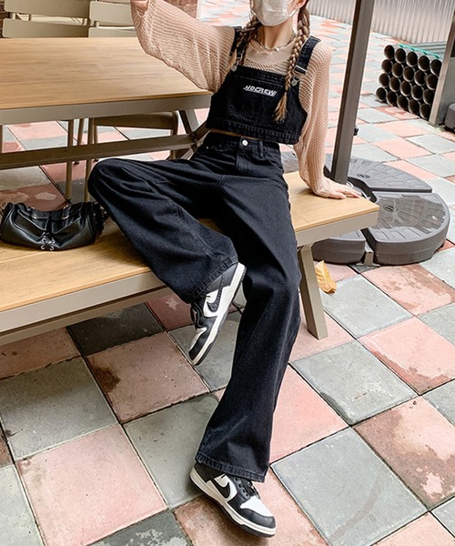 aimoha（アイモハ）の「デニムベスト+パンツセットアップ（サロペット/オーバーオール・レディース・ブラック/ネイビー・LARGE/MEDIUM/SMALL）」の4枚目の写真