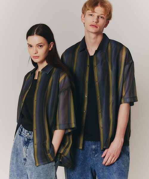 tk.TAKEO KIKUCHI（ティーケータケオキクチ）の「◆メッシュ2WAYシャツ（シャツ/ブラウス・メンズ・グレー系2/ダークブラウン系2/ネイビー系2/パープル系2/ブルー系その他5/ブラック系3・01/02/03）」の3枚目の写真