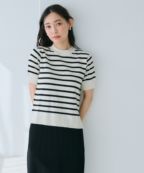 セール】サマーニットサイドスリットトップス（Tシャツ