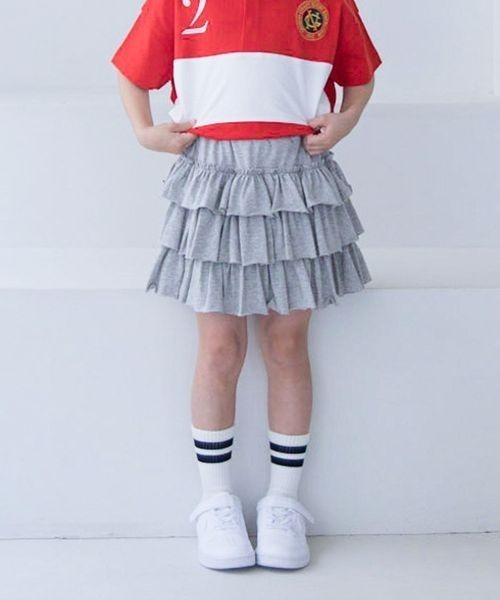 LOWRYS FARM(ローリーズファーム)の「カットティアードミニスカート 122364(スカート・キッズ・ブラック/グレー/レッド・110cm/120cm/130cm/140cm/150cm)」の1枚目の写真