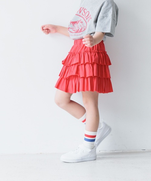 LOWRYS FARM(ローリーズファーム)の「カットティアードミニスカート 122364(スカート・キッズ・ブラック/グレー/レッド・110cm/120cm/130cm/140cm/150cm)」の3枚目の写真