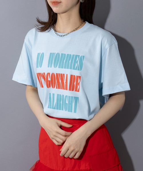 THE FINAL VIEW(ザファイナルビュー)の「【THE FINAL VIEW】NO WORRIES Vintage message logo print T-shirt unisex ビンテージ メッセージロゴプリントTシャツ ユニセックス(Tシャツ/カットソー・メンズ・ベビーピンク/グレイッシュブルー/ホワイト/スミクロ/ベージュ・S/M/L/XL)」の4枚目の写真
