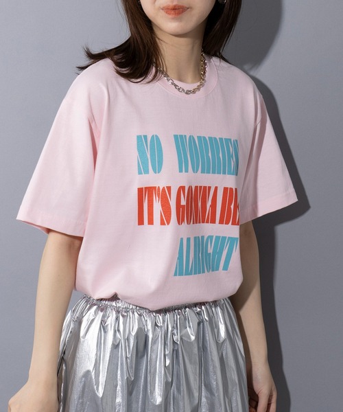 THE FINAL VIEW(ザファイナルビュー)の「【THE FINAL VIEW】NO WORRIES Vintage message logo print T-shirt unisex ビンテージ メッセージロゴプリントTシャツ ユニセックス(Tシャツ/カットソー・メンズ・ベビーピンク/グレイッシュブルー/ホワイト/スミクロ/ベージュ・S/M/L/XL)」の13枚目の写真