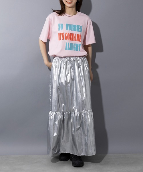 THE FINAL VIEW(ザファイナルビュー)の「【THE FINAL VIEW】NO WORRIES Vintage message logo print T-shirt unisex ビンテージ メッセージロゴプリントTシャツ ユニセックス(Tシャツ/カットソー・メンズ・ベビーピンク/グレイッシュブルー/ホワイト/スミクロ/ベージュ・S/M/L/XL)」の14枚目の写真