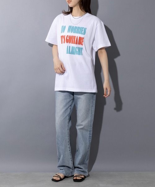 THE FINAL VIEW(ザファイナルビュー)の「【THE FINAL VIEW】NO WORRIES Vintage message logo print T-shirt unisex ビンテージ メッセージロゴプリントTシャツ ユニセックス(Tシャツ/カットソー・メンズ・ベビーピンク/グレイッシュブルー/ホワイト/スミクロ/ベージュ・S/M/L/XL)」の6枚目の写真