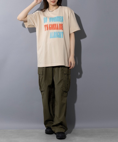 THE FINAL VIEW(ザファイナルビュー)の「【THE FINAL VIEW】NO WORRIES Vintage message logo print T-shirt unisex ビンテージ メッセージロゴプリントTシャツ ユニセックス(Tシャツ/カットソー・メンズ・ベビーピンク/グレイッシュブルー/ホワイト/スミクロ/ベージュ・S/M/L/XL)」の11枚目の写真