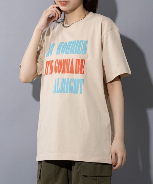 THE FINAL VIEW(ザファイナルビュー)の「【THE FINAL VIEW】NO WORRIES Vintage message logo print T-shirt unisex ビンテージ メッセージロゴプリントTシャツ ユニセックス(Tシャツ/カットソー・メンズ・ベビーピンク/グレイッシュブルー/ホワイト/スミクロ/ベージュ・S/M/L/XL)」の9枚目の写真