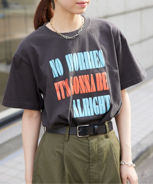 THE FINAL VIEW(ザファイナルビュー)の「【THE FINAL VIEW】NO WORRIES Vintage message logo print T-shirt unisex ビンテージ メッセージロゴプリントTシャツ ユニセックス(Tシャツ/カットソー・メンズ・ベビーピンク/グレイッシュブルー/ホワイト/スミクロ/ベージュ・S/M/L/XL)」の20枚目の写真