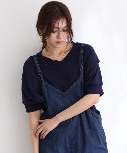 ElegChic(エレグシック)の「袖脇オープンVネック5分袖ニット(ニット/セーター・レディース・ネイビー/ライトグレー/杢グレー/オフホワイト/グレイッシュベージュ/ブラック・M/4L/XL)」の21枚目の写真