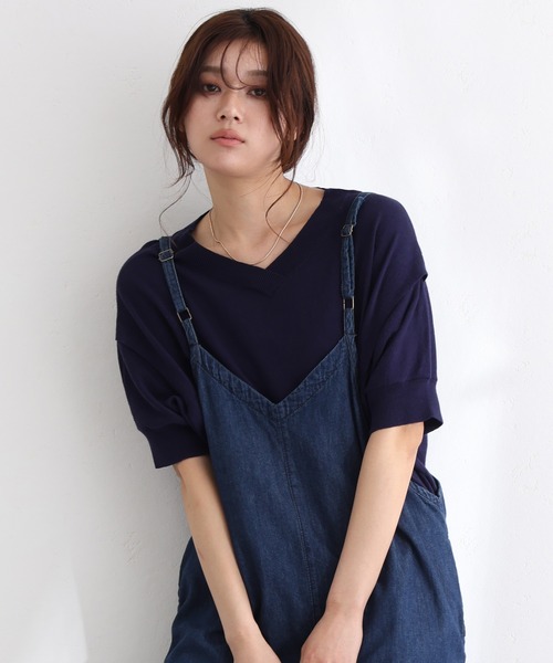 ElegChic(エレグシック)の「袖脇オープンVネック5分袖ニット(ニット/セーター・レディース・ネイビー/ライトグレー/杢グレー/オフホワイト/グレイッシュベージュ/ブラック・M/4L/XL)」の22枚目の写真