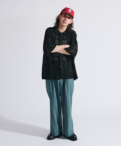 WETTEMPT(ウィテンプト)の「CROCHET KNIT SHIRT / クロシェニットシャツ(シャツ/ブラウス・メンズ・アイボリー/ブラック/ピンク/グリーン・SMALL/LARGE/MEDIUM)」の13枚目の写真