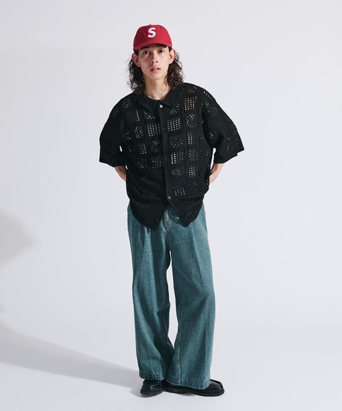 ブラウス シャツ Crochet knit shirt レディース CROCHET KNIT SHIRT / クロシェニットシャツ（シャツ/ブラウス