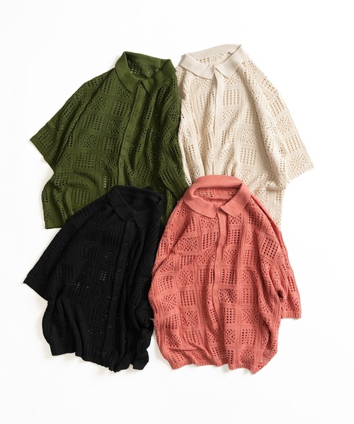 CROCHET KNIT SHIRT / クロシェニットシャツ（シャツ/ブラウス 