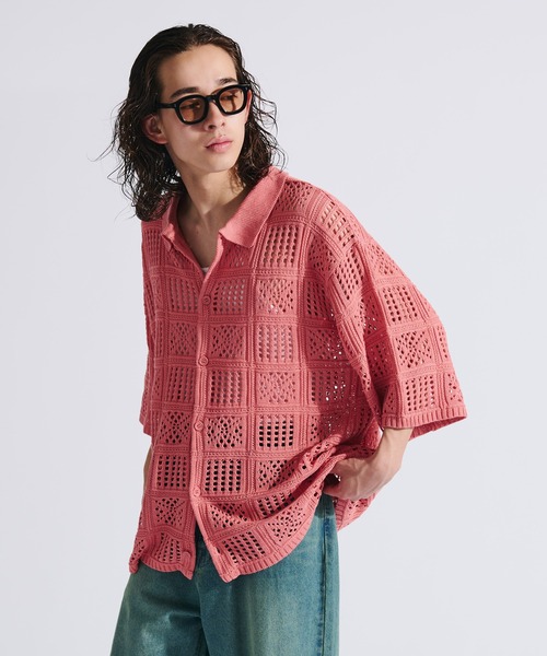 WETTEMPT(ウィテンプト)の「CROCHET KNIT SHIRT / クロシェニットシャツ(シャツ/ブラウス・メンズ・アイボリー/ブラック/ピンク/グリーン・SMALL/LARGE/MEDIUM)」の20枚目の写真