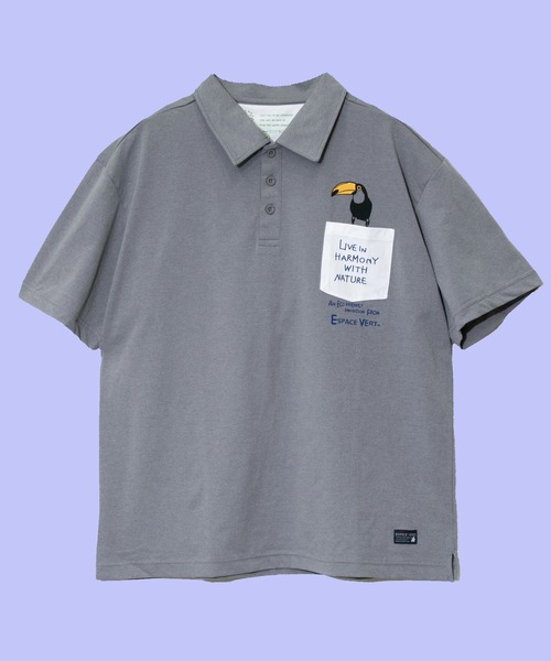go slow caravan（ゴースローキャラバン）の「ESPACE VERT/エスパスヴェール　トリポロシャツ（ポロシャツ・メンズ・グレー/ホワイト・MEDIUM/LARGE/X-LARGE）」の2枚目の写真