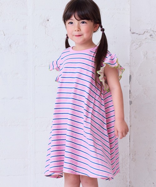 HOGAN RANCH WEAR(ホーガンランチウエア)の「ソウガラフリルショルダーワンピース(80~150cm)(ワンピース・キッズ・エメラルド/ピンク・120/80/130/140/150/90/100/110)」の1枚目の写真