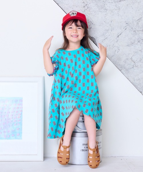 HOGAN RANCH WEAR(ホーガンランチウエア)の「ソウガラフリルショルダーワンピース(80~150cm)(ワンピース・キッズ・エメラルド/ピンク・120/80/130/140/150/90/100/110)」の2枚目の写真