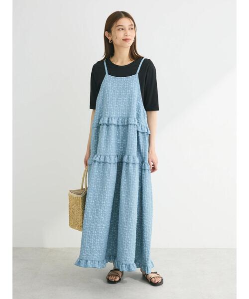 Petit fleur(プチフルール)の「・Petit Fleurフラワージャカードキャミワンピ(ワンピース・レディース・ライトグレー/イエロー/ブルー/ブラック・FREE)」の8枚目の写真