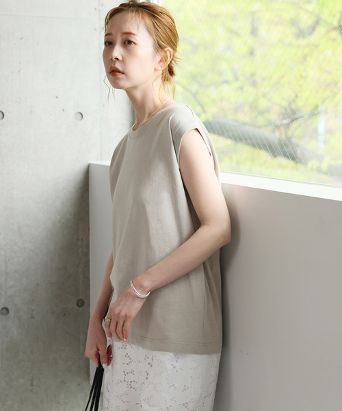 JOURNAL STANDARD（ジャーナルスタンダード）の「《追加3》汗ジミ防止天竺ノースリーブ（Tシャツ/カットソー・レディース・イエロー/ブラック/グレー/ホワイト・FREE）」の3枚目の写真