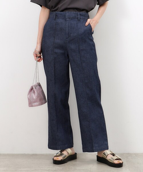 OPAQUE.CLIP（オペークドットクリップ）の「◆ストレッチデニムワイドパンツ【洗濯機洗い可】（デニムパンツ・レディース・ネイビー/ブルー・38/40/42）」の16枚目の写真