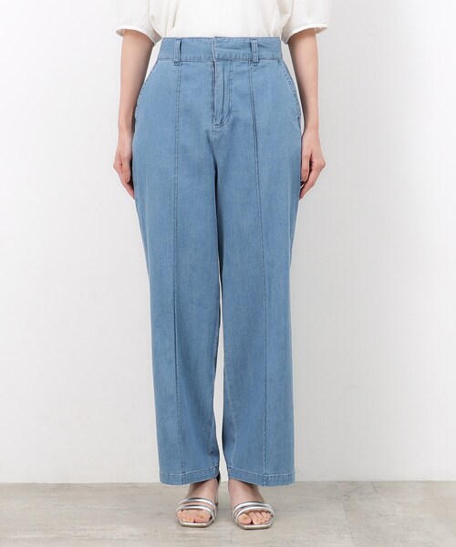 OPAQUE.CLIP（オペークドットクリップ）の「◆ストレッチデニムワイドパンツ【洗濯機洗い可】（デニムパンツ・レディース・ネイビー/ブルー・38/40/42）」の8枚目の写真