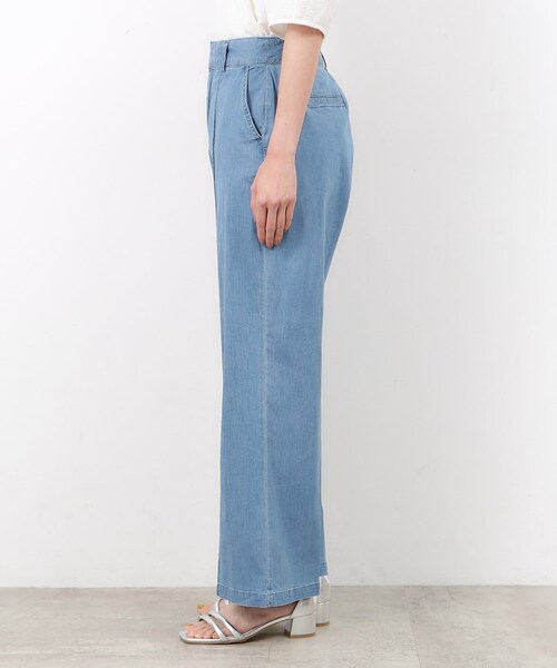 OPAQUE.CLIP（オペークドットクリップ）の「◆ストレッチデニムワイドパンツ【洗濯機洗い可】（デニムパンツ・レディース・ネイビー/ブルー・38/40/42）」の7枚目の写真