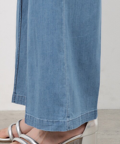 OPAQUE.CLIP（オペークドットクリップ）の「◆ストレッチデニムワイドパンツ【洗濯機洗い可】（デニムパンツ・レディース・ネイビー/ブルー・38/40/42）」の3枚目の写真