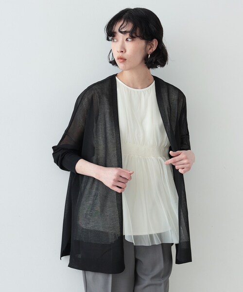 GALLEST(ギャレスト)の「◆シアーミディカーディガン(カーディガン/ボレロ・レディース・ベージュ/ブラック/ホワイト/グレー・38)」の3枚目の写真