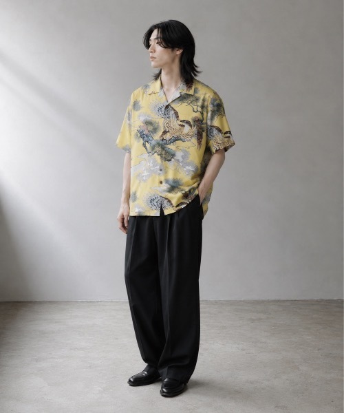 HOUSTON(ヒューストン)の「HOUSTON /ヒューストン 41108 ALOHA SHIRT (鷹) / アロハシャツ/ HS411(シャツ/ブラウス・メンズ・ブラック系その他2/イエロー系その他/ホワイト系その他・X-LARGE/LARGE)」の9枚目の写真