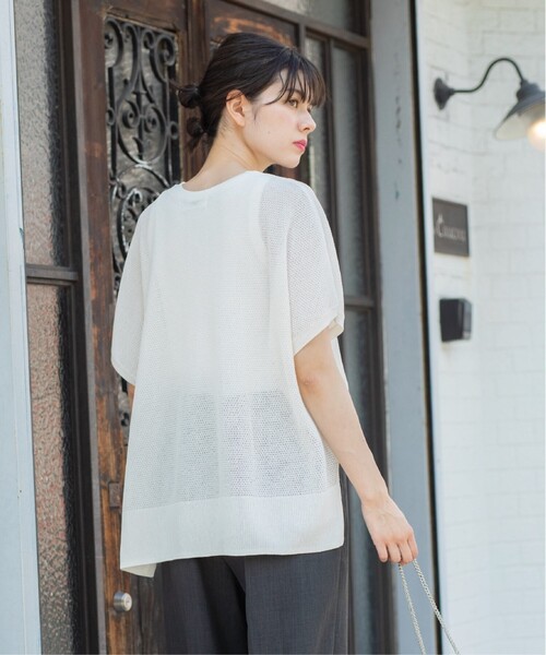 OPAQUE.CLIP(オペークドットクリップ)の「◆《5color/S-LLsize》メッシュ編みリラクシーニット【洗濯機洗い可/抗ピル】(ニット/セーター・レディース・ブラック/ホワイト/ライトオレンジ系/グリーン/ブラウン系その他・40/38/42/36)」の9枚目の写真