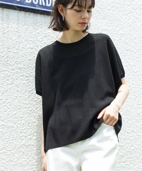 OPAQUE.CLIP(オペークドットクリップ)の「◆《5color/S-LLsize》メッシュ編みリラクシーニット【洗濯機洗い可/抗ピル】(ニット/セーター・レディース・ブラック/ホワイト/ライトオレンジ系/グリーン/ブラウン系その他・40/38/42/36)」の13枚目の写真