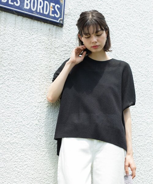 OPAQUE.CLIP(オペークドットクリップ)の「◆《5color/S-LLsize》メッシュ編みリラクシーニット【洗濯機洗い可/抗ピル】(ニット/セーター・レディース・ブラック/ホワイト/ライトオレンジ系/グリーン/ブラウン系その他・40/38/42/36)」の14枚目の写真