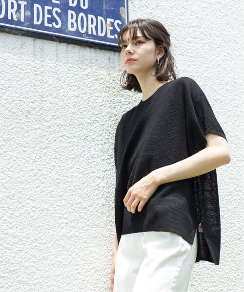 OPAQUE.CLIP(オペークドットクリップ)の「◆《5color/S-LLsize》メッシュ編みリラクシーニット【洗濯機洗い可/抗ピル】(ニット/セーター・レディース・ブラック/ホワイト/ライトオレンジ系/グリーン/ブラウン系その他・40/38/42/36)」の15枚目の写真