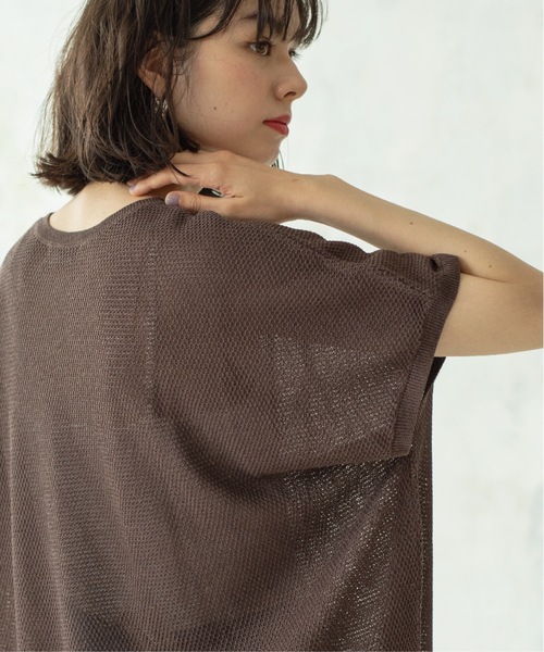 OPAQUE.CLIP(オペークドットクリップ)の「◆《5color/S-LLsize》メッシュ編みリラクシーニット【洗濯機洗い可/抗ピル】(ニット/セーター・レディース・ブラック/ホワイト/ライトオレンジ系/グリーン/ブラウン系その他・40/38/42/36)」の3枚目の写真