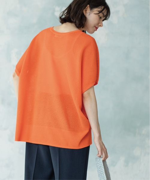 OPAQUE.CLIP(オペークドットクリップ)の「◆《5color/S-LLsize》メッシュ編みリラクシーニット【洗濯機洗い可/抗ピル】(ニット/セーター・レディース・ブラック/ホワイト/ライトオレンジ系/グリーン/ブラウン系その他・40/38/42/36)」の14枚目の写真
