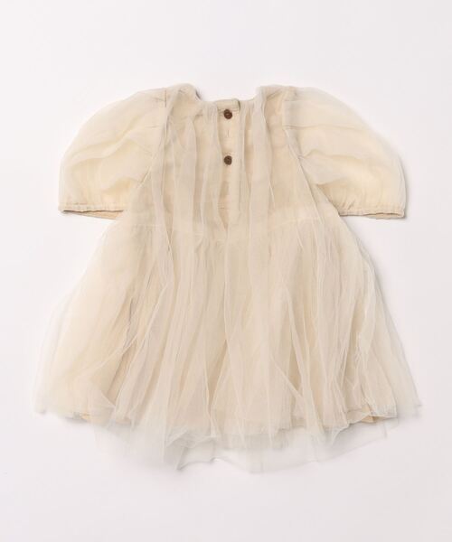 aimoha（アイモハ）の「aimoha-KIDS- メッシュワンピース (SS)（ワンピース・キッズ・オフホワイト/チョコ・90/100/110/120/80/130）」の3枚目の写真