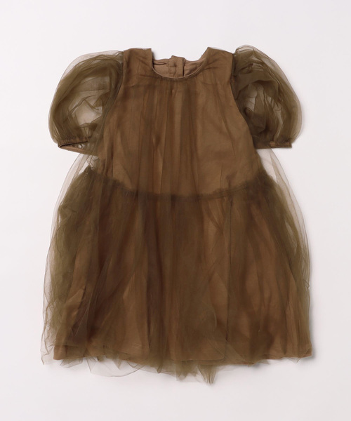 aimoha（アイモハ）の「aimoha-KIDS- メッシュワンピース (SS)（ワンピース・キッズ・オフホワイト/チョコ・90/100/110/120/80/130）」の5枚目の写真