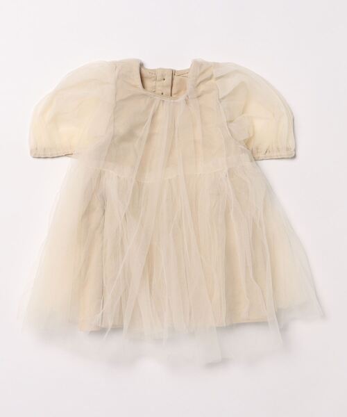 aimoha（アイモハ）の「aimoha-KIDS- メッシュワンピース (SS)（ワンピース・キッズ・オフホワイト/チョコ・90/100/110/120/80/130）」の4枚目の写真