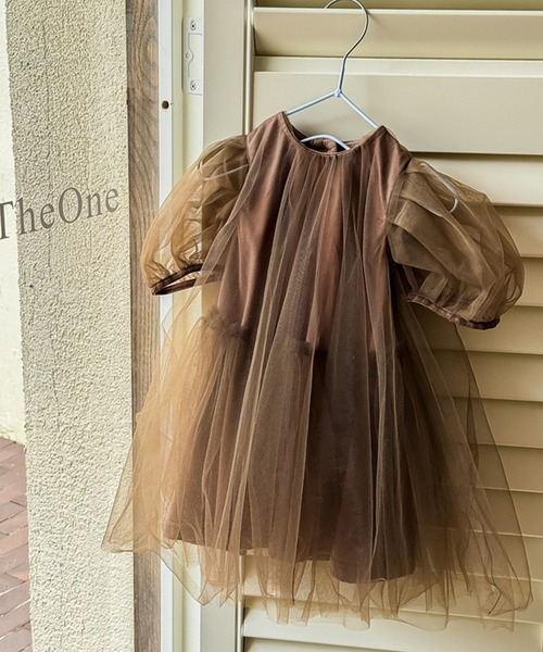 aimoha（アイモハ）の「aimoha-KIDS- メッシュワンピース (SS)（ワンピース・キッズ・オフホワイト/チョコ・90/100/110/120/80/130）」の14枚目の写真