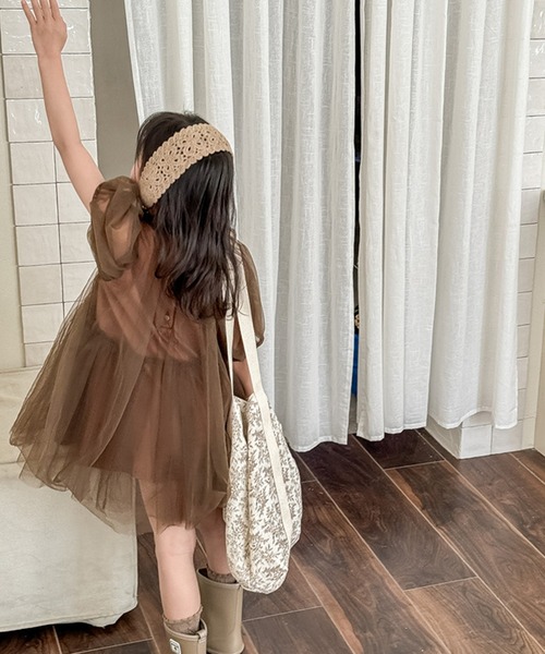 aimoha（アイモハ）の「aimoha-KIDS- メッシュワンピース (SS)（ワンピース・キッズ・オフホワイト/チョコ・90/100/110/120/80/130）」の18枚目の写真