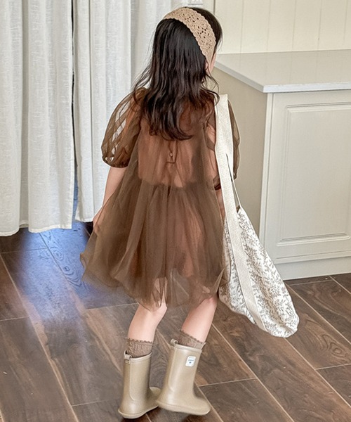 aimoha（アイモハ）の「aimoha-KIDS- メッシュワンピース (SS)（ワンピース・キッズ・オフホワイト/チョコ・90/100/110/120/80/130）」の22枚目の写真
